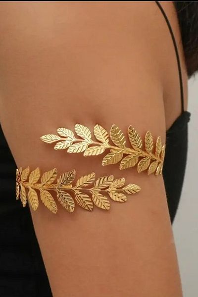 Modex Gold Color Leaf Detail Arm Accessory (Diameter:9Cm)