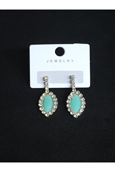 Avcıoğlu Aksesuar أقراط نسائية حجر اللوز متدلية كريستال الزركون حجر الفضة مرص...