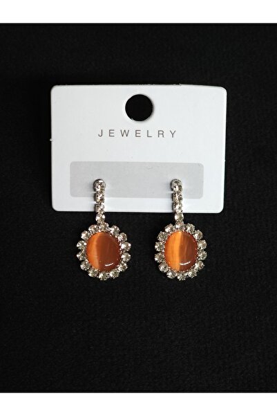 Avcıoğlu Aksesuar أقراط نسائية على شكل عين القطة بيضاوية من حجر الزركون الكري...