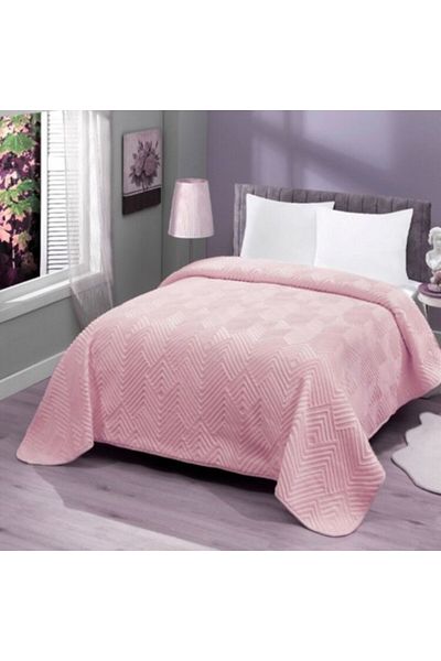 mink tekstil Embossed Blanket 200x220cm, Monk, Zig-zag Pink 555