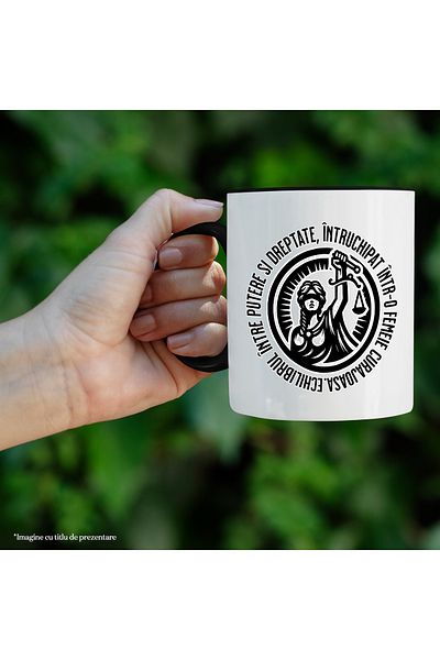 StoryGift Romania Mug Symbol Justice Text The Balance Between Power and Justice, Embodied In, With, STG.