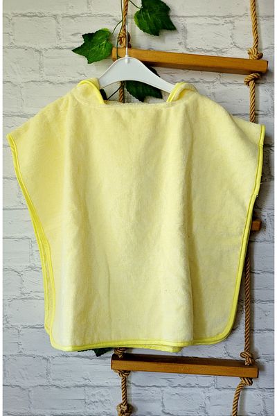 PAMUK HANIM Cotton Soft Girl-Boy Child Sea, Beach, Pool, Bath Hooded Towel Poncho / Yellow