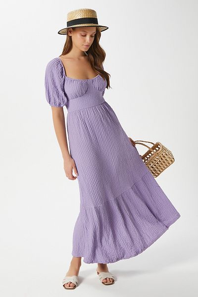 Ritnice Rochie de damă Isabella, cu textura Seersucker, liliac, lycra, 12238