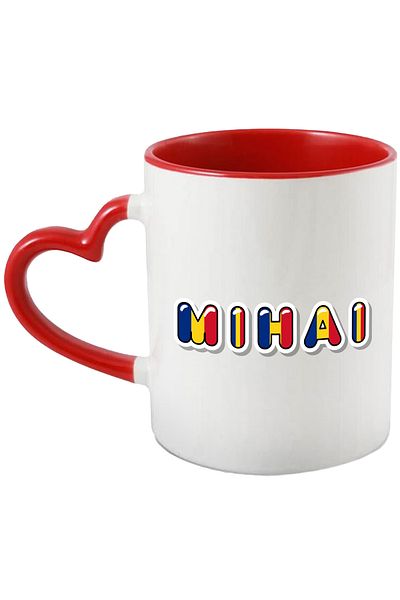 StoryGift Romania Mug With Name Mihai, Romania, Supporter, Romanian Flag, Patriot, 330ml, Ceram, With, STG