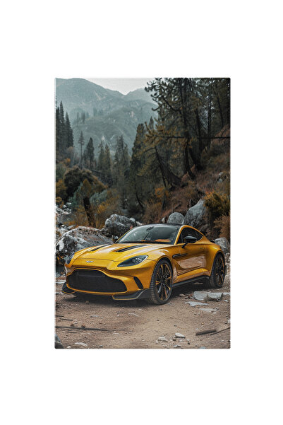 StoryGift Romania Tablou Canvas Masina Sport Lux Aston Martin Galbena Cu Negr...