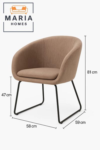 MARIA HOMES Modern Barrel-Back Fabric Chair with Cushioned Seat and Sleek Metal Frame