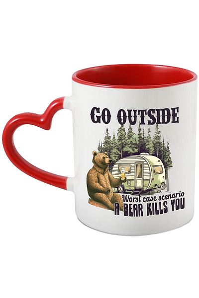 StoryGift Romania Mug with the message "Go outside, worst case scenario, a bear kills you", travel, , With ,STG