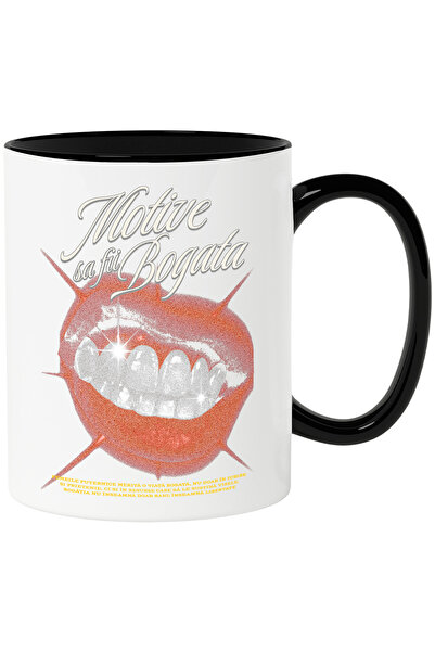 StoryGift Romania Cana Buze Rosii cu Dinti Stralucitori Text Motive Sa fii Bo...