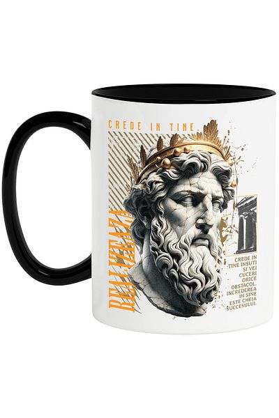 StoryGift Romania Believe in Yourself Mug - Achieve!, 330ml, Ceramic with Black Handle, With Black Handle STG, STG