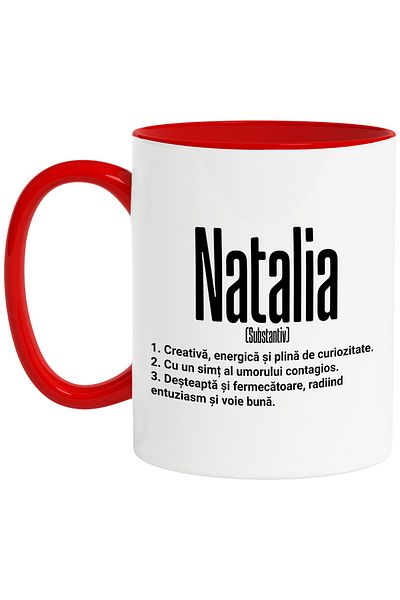StoryGift Romania Mug With Name Natalia, and Motivational Message, Creative, Smart, Curious, I, With, STG