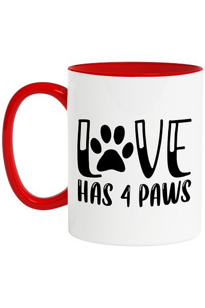 StoryGift Romania Mug for pet lovers with the message "Love has 4 paws" - iubi, Cu,STG