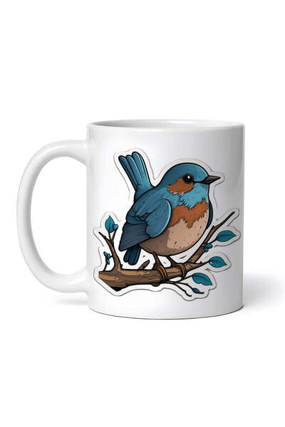 OEM Εξατομικευμένη λευκή κούπα, Πουλί σε κλαδί, INOVATIX®. 330ml