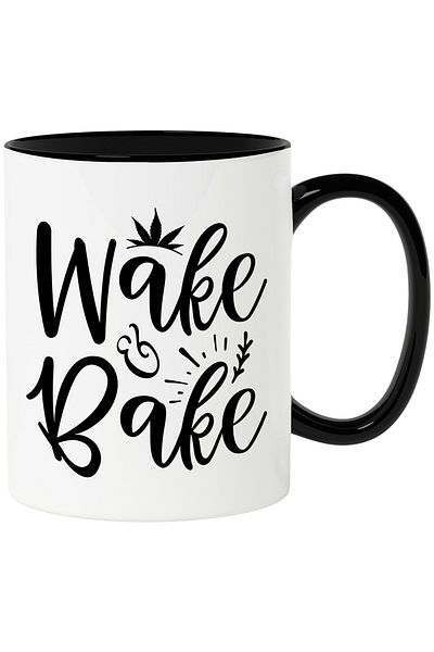 StoryGift Romania Mug with the text in English "Wake & bake" - wake up and bake with Handle Ne, Cu, STG