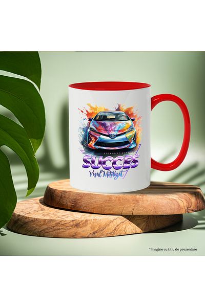 StoryGift Romania Mug With Message Success Dream Motorized, Triangle, Car, Toyota, Multicolor 330 m, With ,STG