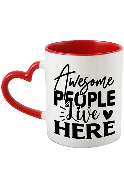 StoryGift Romania Mug with hearts and the text "Awesome people live here", With ,STG