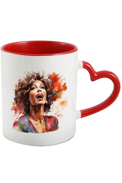 StoryGift Romania Mug With Whitney Houston, Actress, Singer, Artist, Multicolor 330 ml, Ceramics, With ,STG