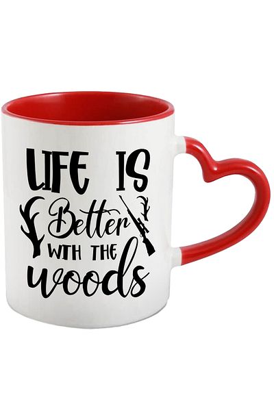 StoryGift Romania Mug for hunting enthusiasts with the message "Life is better with forests" with M, Cu, STG