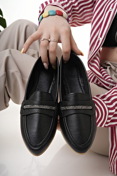 Modafırsat Women's Ballerina Black Stylish Home Business Office Casual Shoes