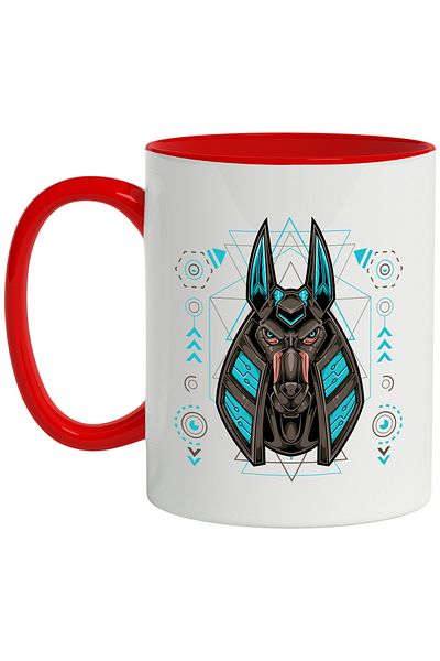 StoryGift Romania Mug With Anubis, God, Egyptian Mythology, Mecha, Sci Fi, Multicolor 330 ml, Wax, With ,STG