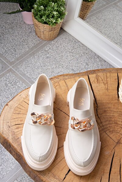 Fox Shoes Bej Kalın Tabanlı Kadın Günlük Ayakkabı K294760009
