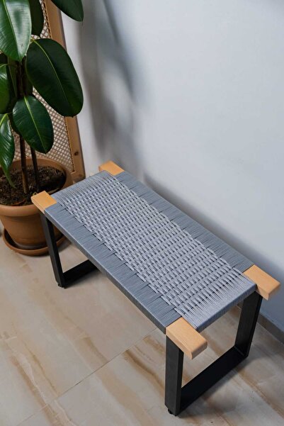 ayzenbi Hasır Örgülü Ahşap Bench 90x38cm Mutfak Oturma Odası Yemek Odası