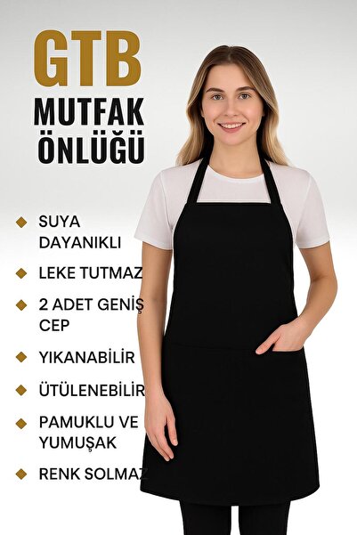 GTB BUTİK Mutfak Önlüğü Leke Tutmaz Gabardin Aşçı Şef Barista Mutfak Önlük Un...