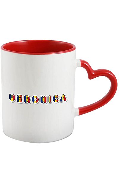 StoryGift Romania Mug With Name Veronica, Romania, Supporter, Romanian Flag, Patriot, 330ml, Ce, Cu, STG