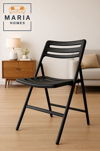 MARIA HOMES Black Folding Plastic Chair – Lightweight & Ventilated Design for Indoor and Outdoor Use