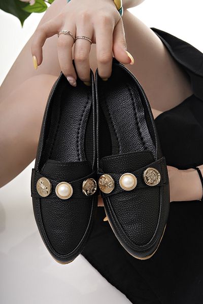 Modafırsat Women's Ballerina Black Stylish Home Business Office Casual Shoes