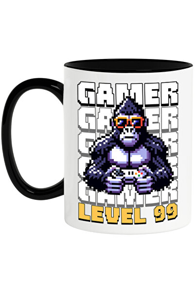 StoryGift Romania Cana Gamer gorila level 99 pixel jocuri video, 330ml, Ceram...