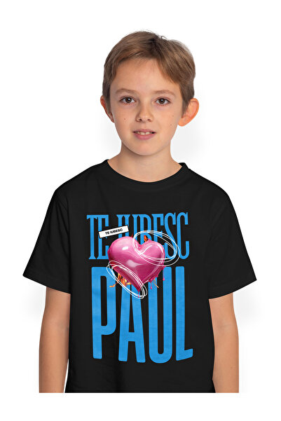 StoryGift Romania Tricou Copii Baieti Te Iubesc Paul, Dragoste, Inima, Iubire...