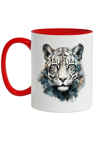 StoryGift Romania Mug With Tiger, Arctic, Mosaic, Wild Animal, Feline, Multicolor 330 ml, Ceramics, With ,STG