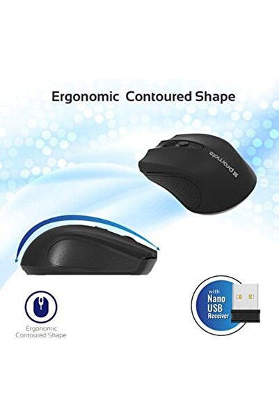 Promate ماوس لاسلكي بروميت، ماوس بصري لاسلكي مريح بتردد 2.4 جيجاهرتز مع 3 أوضاع ضبط