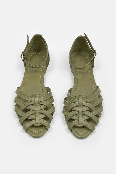 NILUFARR Leila Khaki Genuine Leather Women's Sandals
