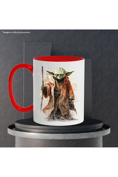 StoryGift Romania Mug With Yoda, Staff, Rain, Master, Jedi, Star Wars, Multicolor 330 m, Ceramic, With ,STG