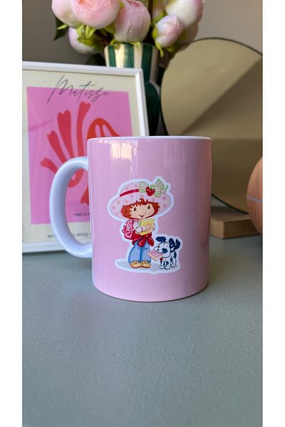 Home كوب الفراولة فتاة الكرتون الوردي