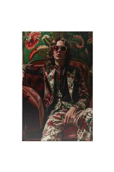 StoryGift Romania Tablou Canvas Persoana Cu Parul Ondulat Saten Si Ochelari D...