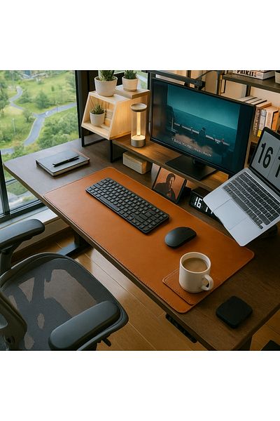 PLM مفرش طاولة مصنوع يدويًا من الجلد الطبيعي مقاس 91*48 سم Rst2ef أسمر ضارب للصفرة