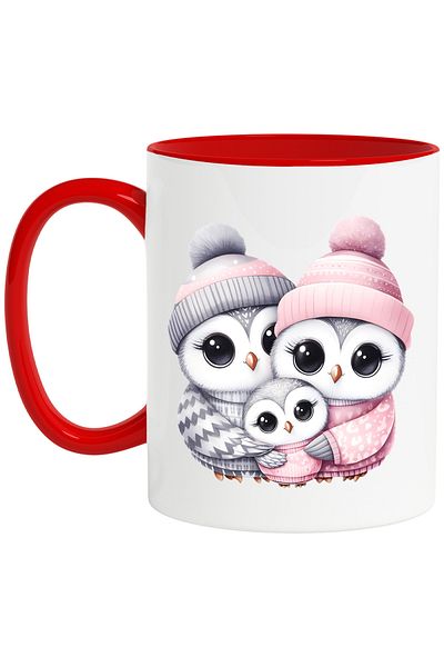 StoryGift Romania Mug with a family of owls, illustration, happiness, child, mother, father, care, dr, With, STG