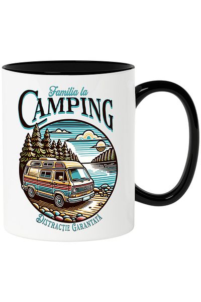 StoryGift Romania Family Camping Mug_ Guaranteed Mountain Fun, 330ml, Ceramic with Black Handle, With ,STG