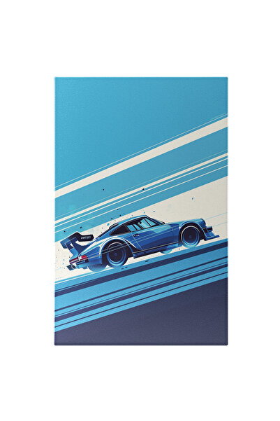 StoryGift Romania Tablou Canvas Vedere Lateră A Unei Mașini Albastre Mergând ...