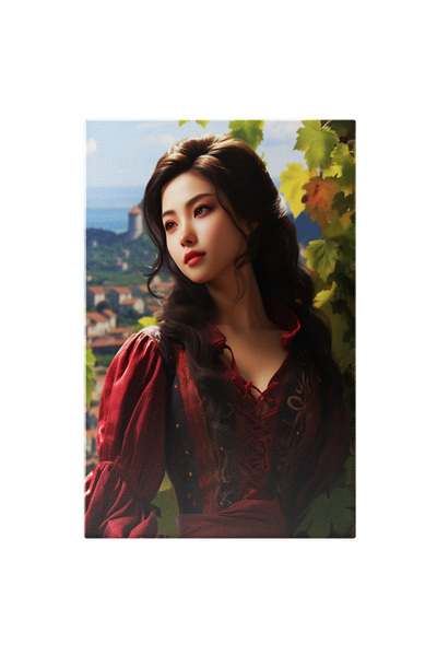 StoryGift Romania Tablou Canvas: Prințesă Japoneză Cu Rochie Roșie- Fotografi...