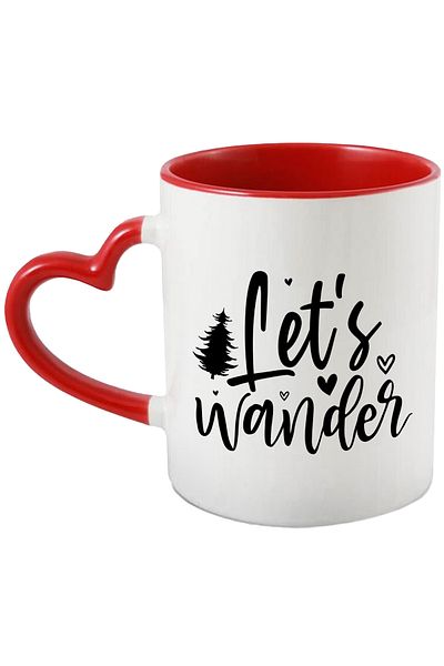 StoryGift Romania Mug with hearts and the text in English "Let's wander" - let's wander/hoi, With ,STG