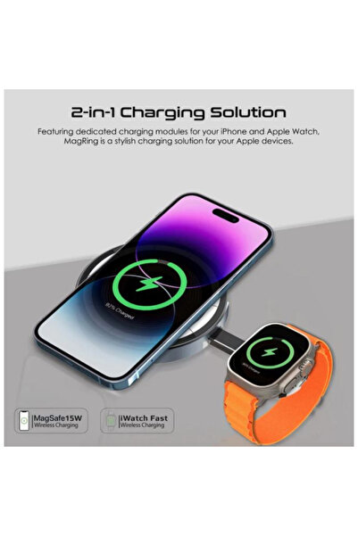 Promate Promate MagRing 2-in-1 Wireless Charging Station with MagSafe 15W - Black