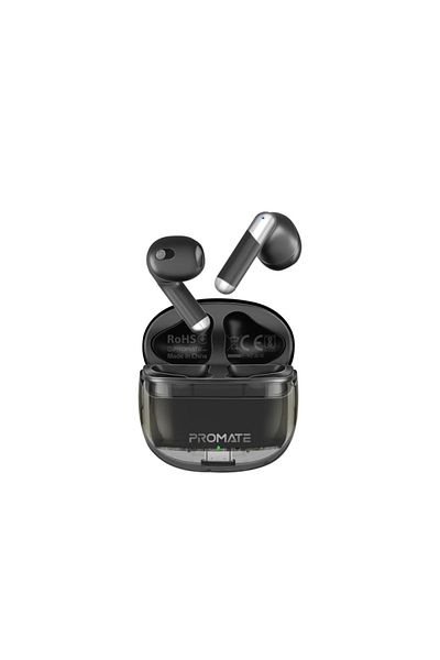 Promate High Definition Transparent TWS Earbuds with IntelliTouch - Black