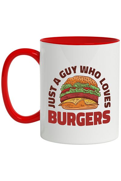 StoryGift Romania Mug With English Message Just A Guy Who Loves Burgers, Fast Food, Multicolor 330, With ,STG