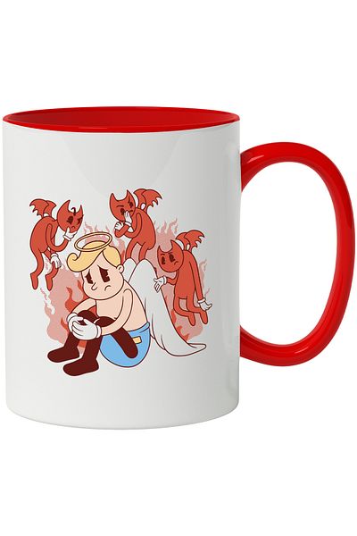 StoryGift Romania Illustration Mug, Fallout, Demons, Angel, Flames, Gloves, Multicolor 330 ml, , With ,STG