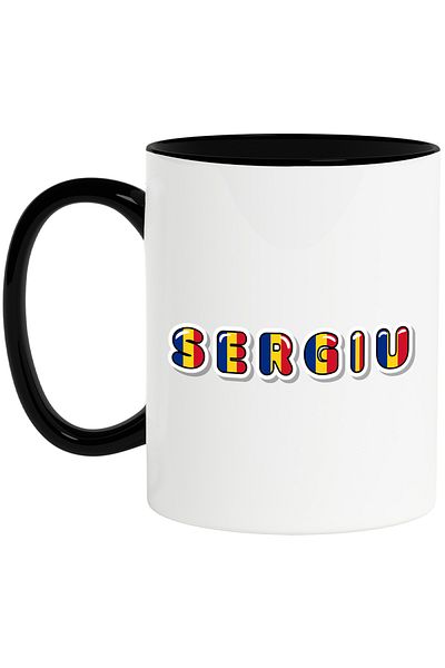 StoryGift Romania Mug With Name Sergiu, Romania, Supporter, Romanian Flag, Patriot, 330ml, Wax, With,STG