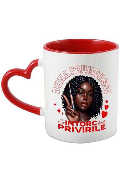 StoryGift Romania Girl Mug With Gloss Funny Text I Turn All Eyes, 330ml, Ceramic with Hand, With, STG