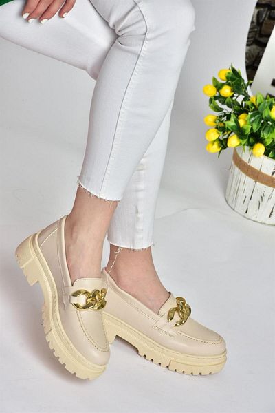 Fox Shoes P6520342009 Beige Thick Soled Women's Casual Shoes